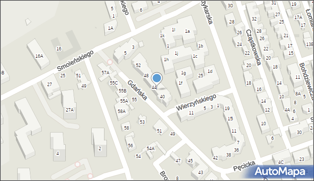 Warszawa, Gdańska, 42, mapa Warszawy