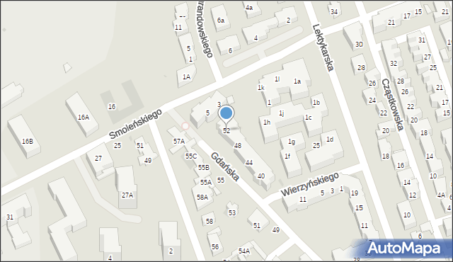 Warszawa, Gdańska, 52, mapa Warszawy