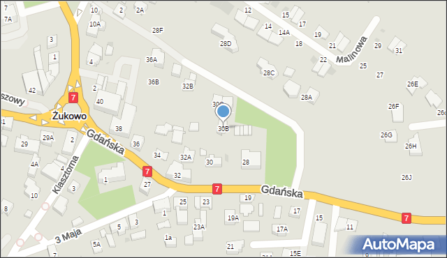 Żukowo, Gdańska, 30B, mapa Żukowo