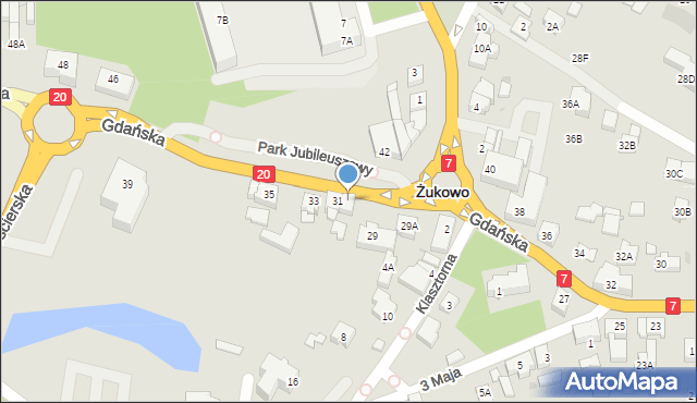 Żukowo, Gdańska, 31A, mapa Żukowo