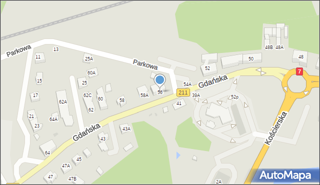 Żukowo, Gdańska, 56, mapa Żukowo