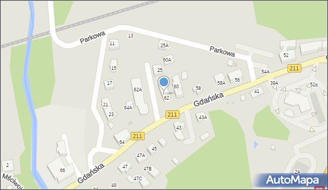 Żukowo, Gdańska, 62B, mapa Żukowo