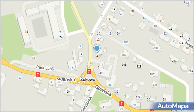 Żukowo, Gdyńska, 4, mapa Żukowo