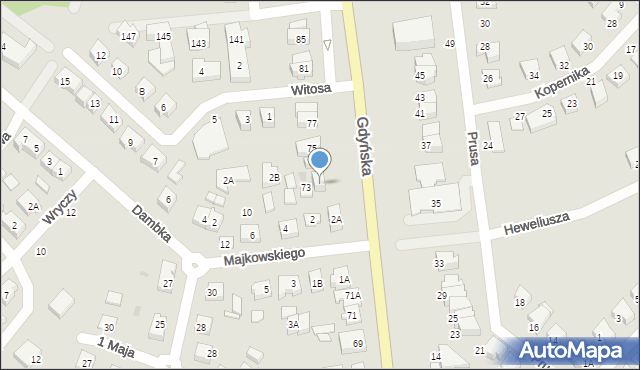 Żukowo, Gdyńska, 73A, mapa Żukowo
