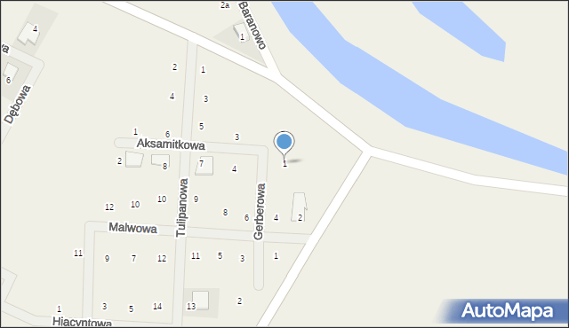 Baranowo, Gerberowa, 1, mapa Baranowo