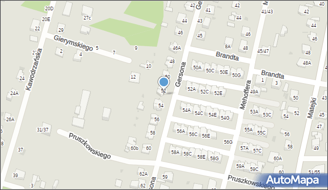 Częstochowa, Gersona Wojciecha, 52A, mapa Częstochowy
