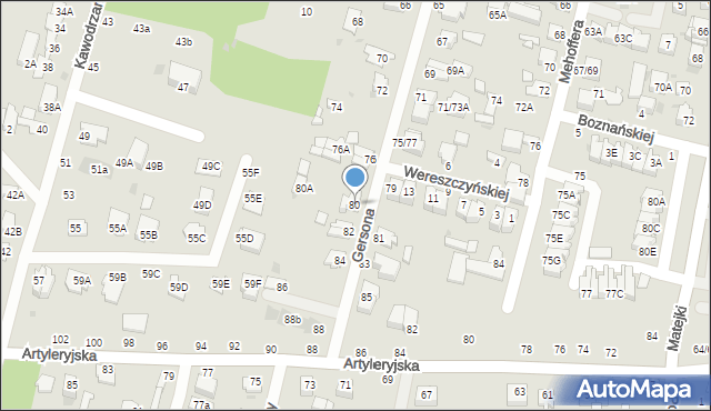 Częstochowa, Gersona Wojciecha, 80, mapa Częstochowy