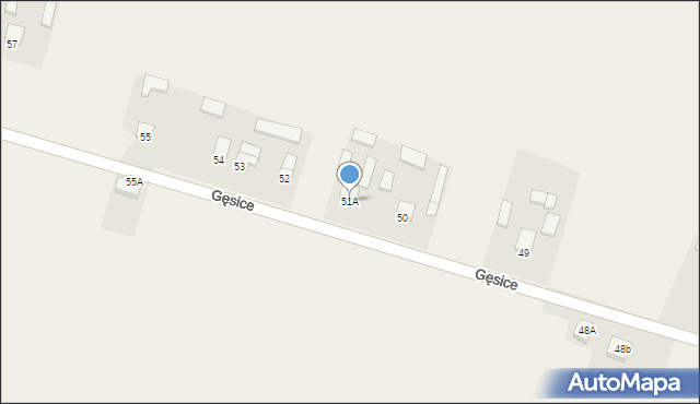 Gęsice, Gęsice, 51A, mapa Gęsice