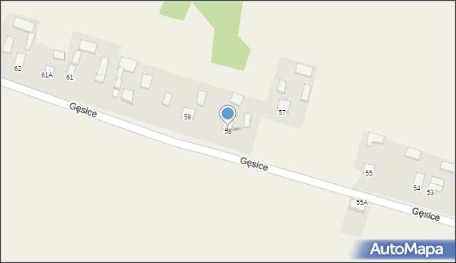 Gęsice, Gęsice, 58, mapa Gęsice