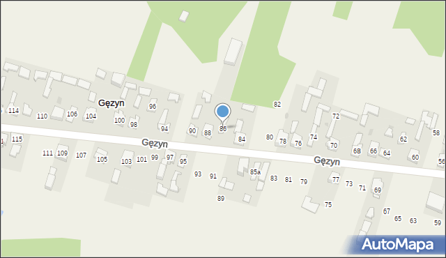 Gęzyn, Gęzyn, 86, mapa Gęzyn