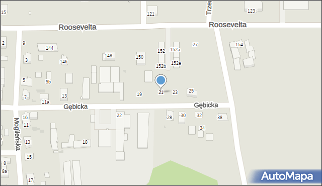 Gniezno, Gębicka, 21, mapa Gniezna