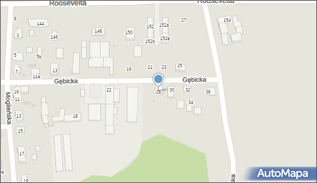 Gniezno, Gębicka, 28, mapa Gniezna