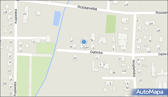 Gniezno, Gębicka, 3, mapa Gniezna