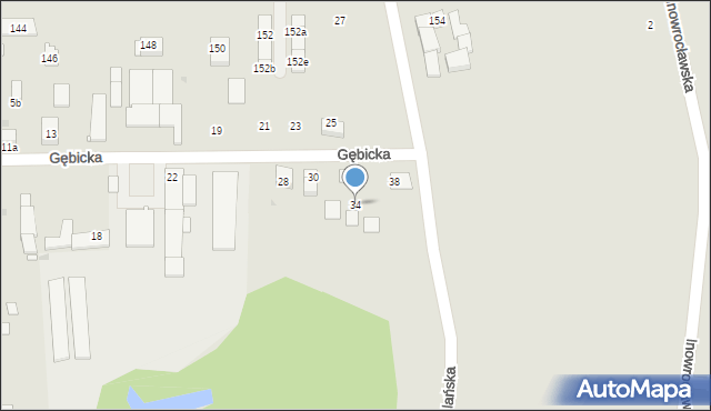 Gniezno, Gębicka, 34, mapa Gniezna