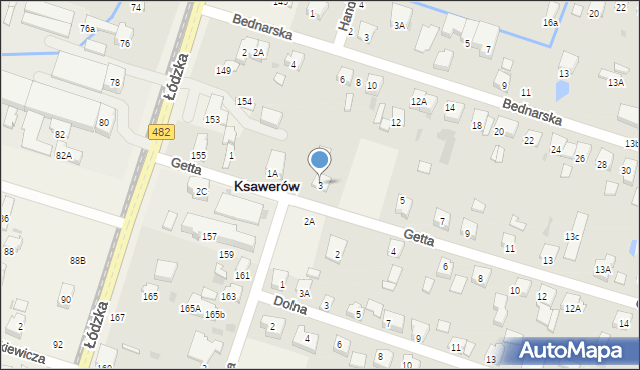 Ksawerów, Getta, 3, mapa Ksawerów