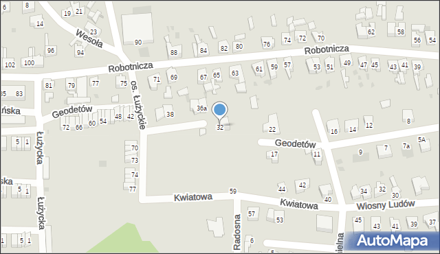 Lubsko, Geodetów, 32, mapa Lubsko