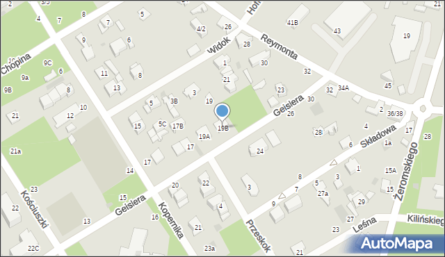 Otwock, Geislera Józefa, dr., 19B, mapa Otwock