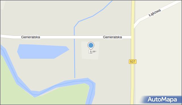 Pieniężno, Generalska, 21, mapa Pieniężno