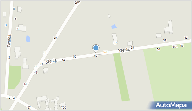 Piotrków Trybunalski, Gęsia, 60, mapa Piotrków Trybunalski