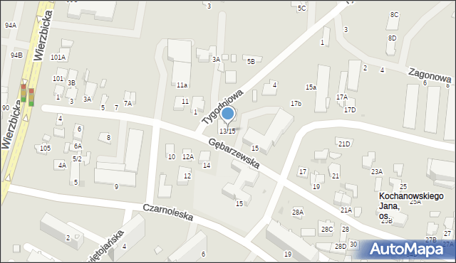 Radom, Gębarzewska, 13/15, mapa Radomia