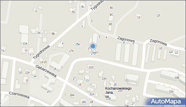 Radom, Gębarzewska, 17D, mapa Radomia