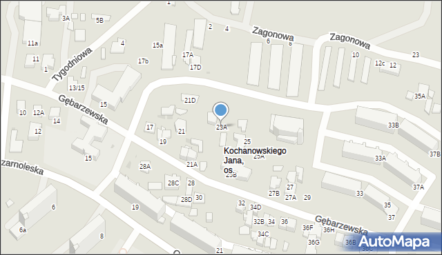 Radom, Gębarzewska, 23A, mapa Radomia