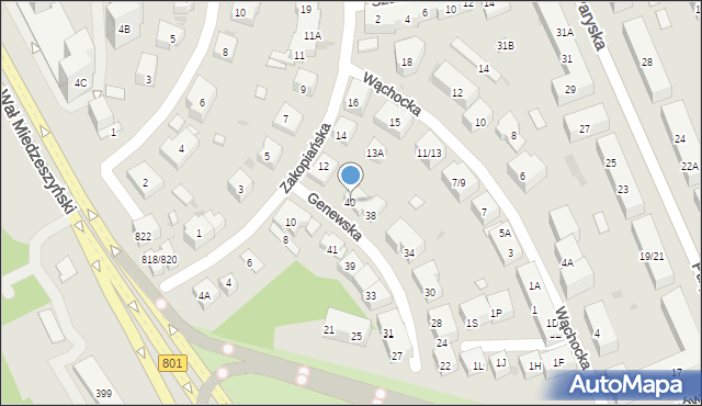 Warszawa, Genewska, 40, mapa Warszawy
