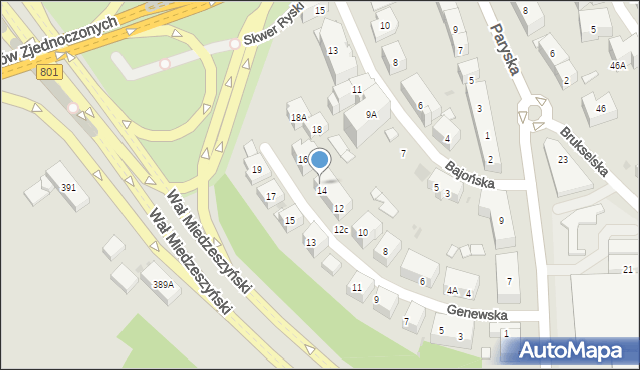Warszawa, Genewska, 14C, mapa Warszawy