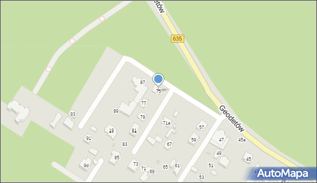 Wołomin, Geodetów, 75, mapa Wołomin