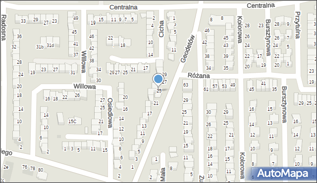 Wyszków, Geodetów, 25, mapa Wyszków