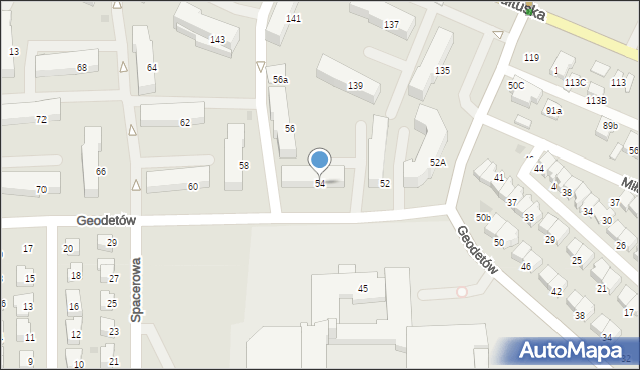 Wyszków, Geodetów, 54, mapa Wyszków