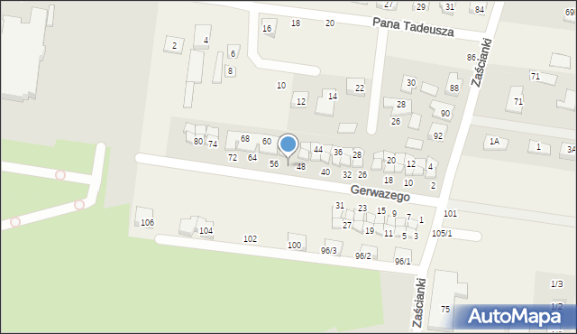 Zaścianki, Gerwazego, 50, mapa Zaścianki