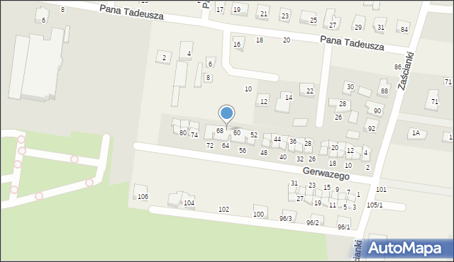 Zaścianki, Gerwazego, 62, mapa Zaścianki