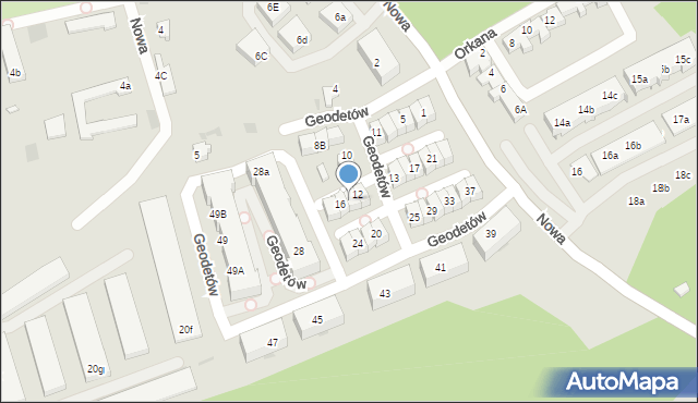 Zielona Góra, Geodetów, 14, mapa Zielona Góra