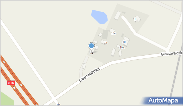 Bartąg, Gietrzwałdzka, 14, mapa Bartąg
