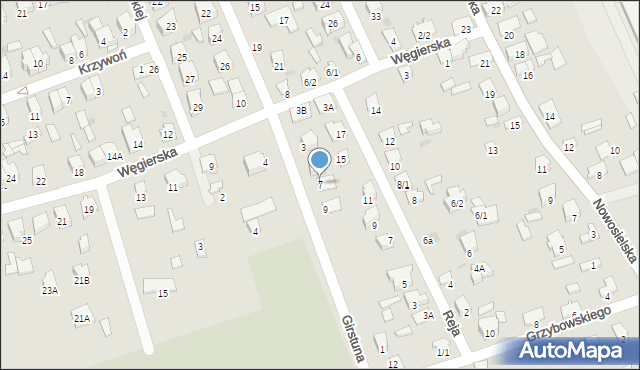 Białystok, Girstuna Stefana, ks., 7, mapa Białegostoku