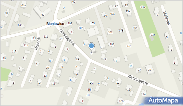 Bieniewice, Gimnazjalna, 5, mapa Bieniewice