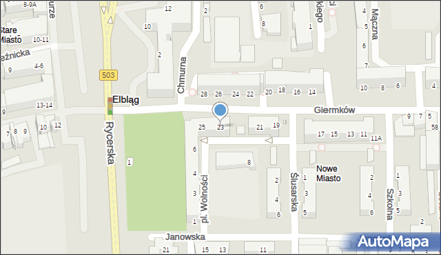 Elbląg, Giermków, 23, mapa Elbląga
