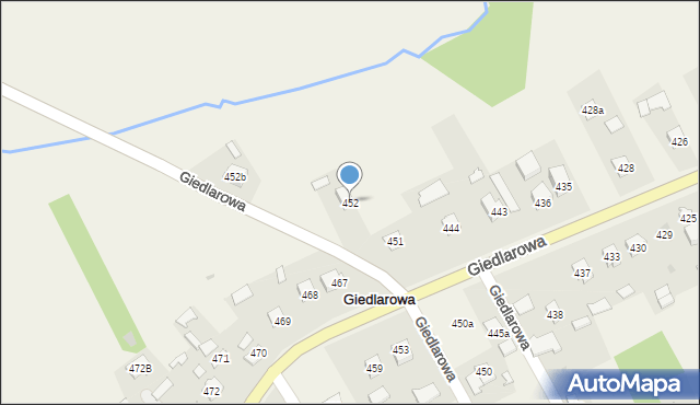 Giedlarowa, Giedlarowa, 452, mapa Giedlarowa