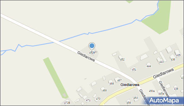 Giedlarowa, Giedlarowa, 452b, mapa Giedlarowa