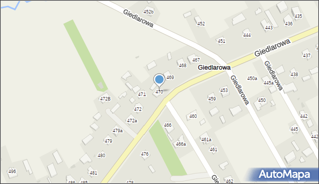 Giedlarowa, Giedlarowa, 470, mapa Giedlarowa