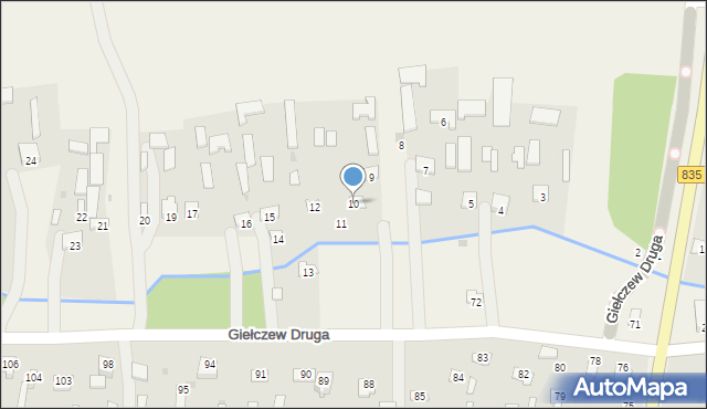 Giełczew, Giełczew Druga, 10, mapa Giełczew