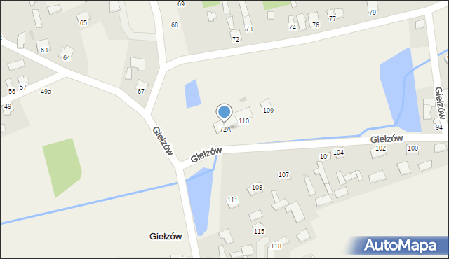 Giełzów, Giełzów, 72A, mapa Giełzów