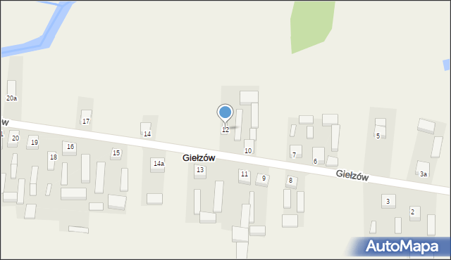 Giełzów, Giełzów, 12, mapa Giełzów