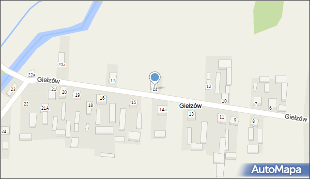 Giełzów, Giełzów, 14, mapa Giełzów