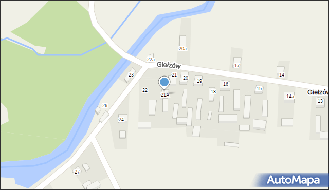 Giełzów, Giełzów, 21A, mapa Giełzów