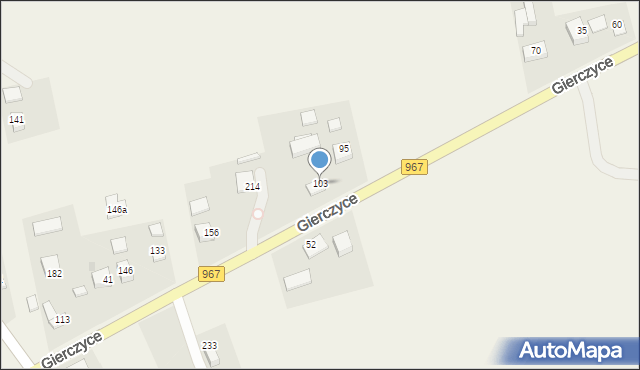 Gierczyce, Gierczyce, 103, mapa Gierczyce