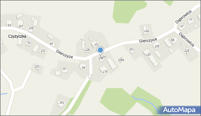 Gierczyce, Gierczyce, 106, mapa Gierczyce