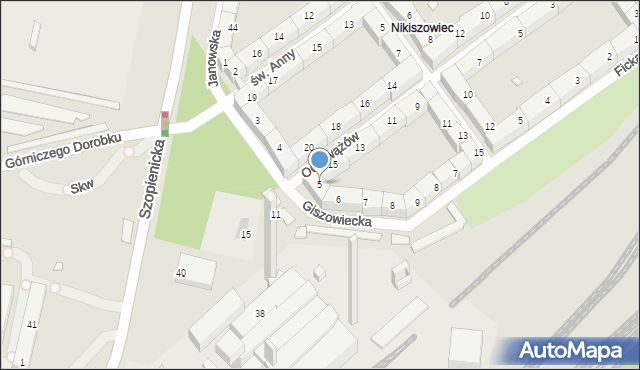 Katowice, Giszowiecka, 5, mapa Katowic