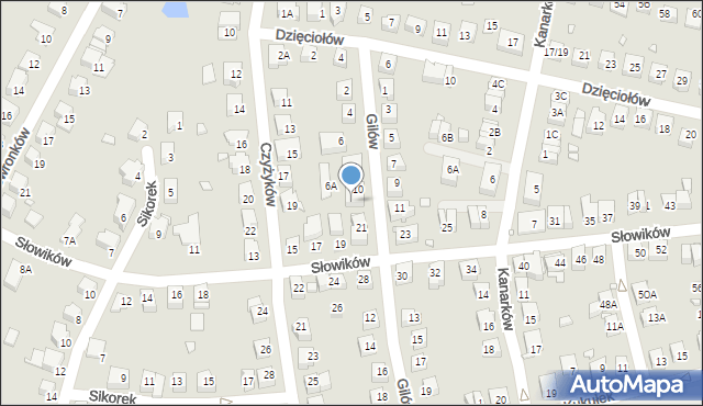 Katowice, Gilów, 10A, mapa Katowic